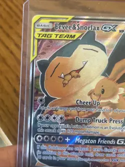Pokemon TCG Eevee & Snorlax Tag Team GX SM169 Black Star Promo Sun & Moon LP - Image 3