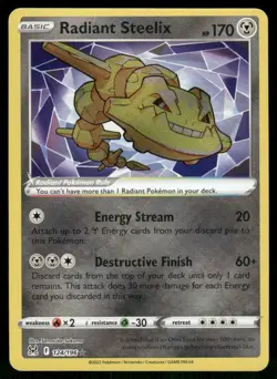 Radiant Steelix 124/196 Radiant Rare Holo NM Pokemon SWSH11: Lost Origin - Image 1