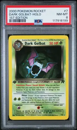 117916199 Dark Golbat 2000 Pokemon Team Rocket First Edition #7/82 Holo PSA 8 - Image 1