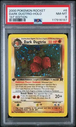 117916197 Dark Dugtrio 2000 Pokemon Team Rocket First Edition #6/82 Holo PSA 8 - Image 1