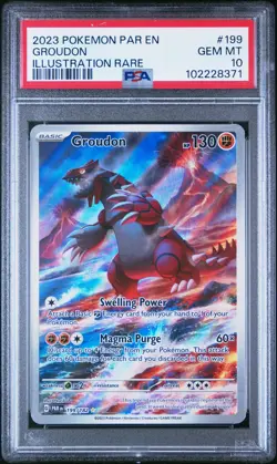 2023 POKEMON PAR EN-PARADOX RIFT ILLUSTRATION RARE #199 GROUDON PSA 10 - Image 1