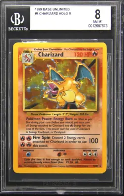 1999 POKEMON BASE SET UNLIMITED CHARIZARD BGS 8 - Image 1