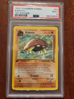 1999 POKEMON FOSSIL 1ST EDITION #50 KABUTO PSA 9. Make Me An Offer! Kabuto PSA 9 - Image 1