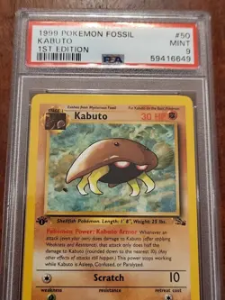 1999 POKEMON FOSSIL 1ST EDITION #50 KABUTO PSA 9. Make Me An Offer! Kabuto PSA 9 - Image 2