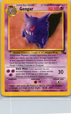 Pokemon TCG Gengar 20/62 Fossil HP - Image 1