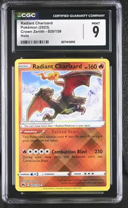 CGC 9 MINT Radiant Charizard 2023 Crown Zenith 020/159 Holo Pokemon Card - Image 1
