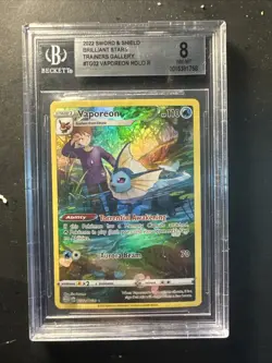 2022 POKEMON S&S BRILLIANT STARS TG02 FULL ART VAPOREON Beckett BGS 8 NM-MT - Image 1