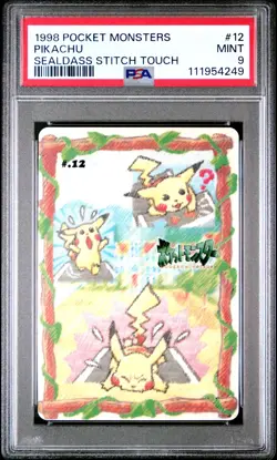 1998 POCKET MONSTERS SEALDASS STITCH TOUCH #12 PIKACHU PSA 9 - Image 1