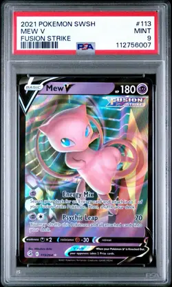 2021 Pokemon Sword & Shield - Fusion Strike Mew V #113 PSA 9 Mint - Image 1