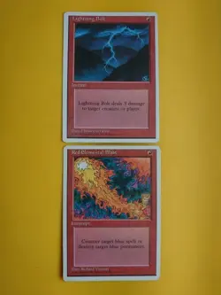 Red Elemental Blast -4th ed & Lighning Bolt 4th ed Magic the Gathering 2 Card. - Image 1
