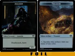 1x - ASSASSIN \ TREASURE TOKEN - FOIL #14/48 - Commander Masters - NM MTG - Image 1