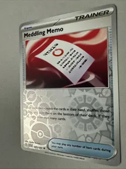 Pokemon TCG * SV Surging Sparks * 181/191 Meddling Memo Uncommon * REVERSE HOLO - Image 2