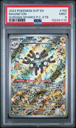 2024 POKEMON SURGING SPARKS POKEMON CENTER ETB PROMO SVP #159 MAGNETON PSA 9 - Image 1