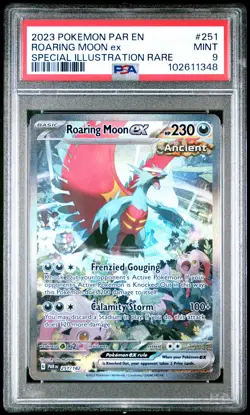 2023 POKEMON PAR EN-PARADOX RIFT SPECIAL ILLUSTRATION RARE ROARING MOON EX PSA 9 - Image 1