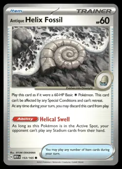 Pokemon TCG Antique Helix Fossil #153/165 151 MEW EN Common NM SV Modern - Image 1