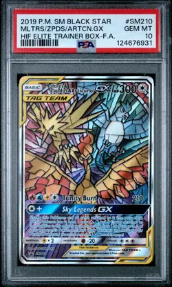 2019 POKEMON SM BLACK STAR PROMO FULL ART/MOLTRES & ZAPDOS & ARTICUNO GX PSA 10 - Image 1