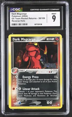 CGC 9 Dark Magcargo EX Team Rocket Returns 38/109 Reverse Holo STAMPED Pokemon - Image 1
