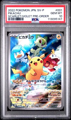 2022 POKEMON JPN SV PROMO SCARLET & VIOLET PRE-ORDER #001 PIKACHU PSA 10 - Image 1