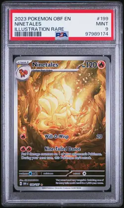 2023 POKEMON OBF EN-OBSIDIAN FLAMES ILLUSTRATION RARE #199 NINETALES PSA 9 - Image 1