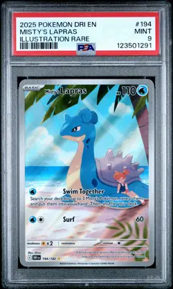 2025 POKEMON DRI EN-DESTINED RIVALS ILLUSTRATION RARE #194 MISTY'S LAPRAS PSA 9 - Image 1
