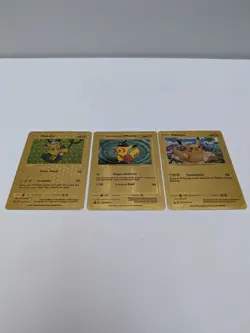 Pokemon TCG Gold 3x Cards Pikachu Edits Immaculate Condition With Free Sleeve - Image 1