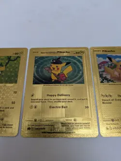 Pokemon TCG Gold 3x Cards Pikachu Edits Immaculate Condition With Free Sleeve - Image 2