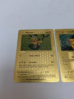 Pokemon TCG Gold 3x Cards Pikachu Edits Immaculate Condition With Free Sleeve - Image 3