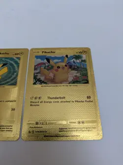 Pokemon TCG Gold 3x Cards Pikachu Edits Immaculate Condition With Free Sleeve - Image 4