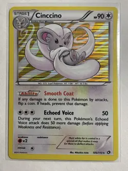 Cinccino 105/113 - Black & White Legendary Treasures Holo Rare Pokemon Card - Image 1