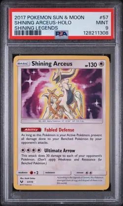 2017 POKEMON SUN & MOON SHINING LEGENDS #57 SHINING ARCEUS-HOLO PSA 9 - Image 1
