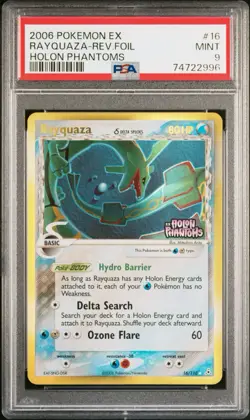 2006 Pokemon EX Rayquaza (Delta Species) #16 Holon Phantoms Reverse Holo PSA 9 - Image 1