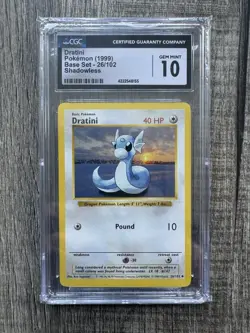 🌬 DRATINI SHADOWLESS CGC 10 BASE SET POKEMON TCG ⚡ - Image 1