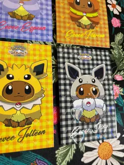 ❤x9 Pokemon Let's Go Eevee Database Peru Set Eevees Ponchos Set Hearts Holo❤ - Image 3