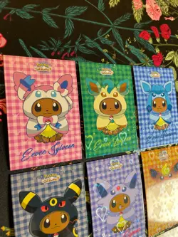 ❤x9 Pokemon Let's Go Eevee Database Peru Set Eevees Ponchos Set Hearts Holo❤ - Image 4
