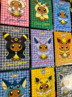 ❤x9 Pokemon Let's Go Eevee Database Peru Set Eevees Ponchos Set Hearts Holo❤ - Image 5