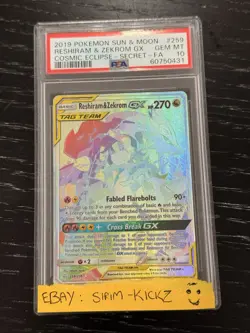 [PSA 10] Reshiram & Zekrom GX 259/236 Cosmic Eclipse Tag Team Secret POKEMON - Image 3
