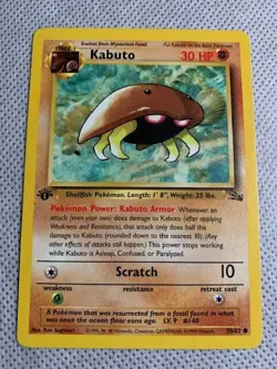 Pokemon TCG Kabuto Fossil 50 Regular 1st Edition Common - Image 1