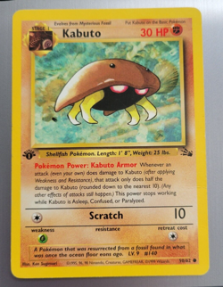1999 WOTC Original Series Fossil Set KABUTO Ken Sugimori 1st EDITION Pokemon #50 - Image 1