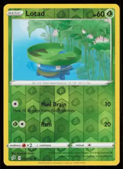 Lotad #007/192 Reverse Holo 2020 Pokemon Rebel Clash LP - Image 1