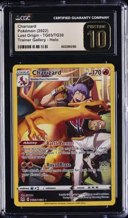 2022 POKEMON LOST ORIGIN TRAINER GALLERY HOLO #TG03 CHARIZARD CGC 10 PERFECT - Image 1
