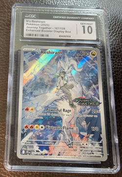 167/159 N'S RESHIRAM 2025 Pokemon JOURNEY TOGETHER Enhanced Stamp CGC 10 GEM 💎 - Image 1
