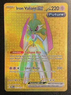Gold Iron Valiant ex HR 261/182 Pokemon TCG Paradox Rift Hyper Rare - NM - Image 1
