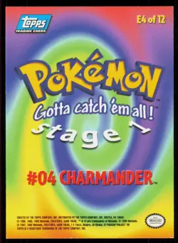 1999 Topps Pokemon Stage 1 Charmander #04 #E4 - Image 2