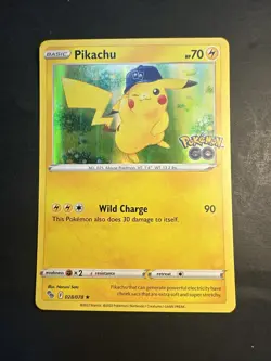 2022 Pokemon Go Set Nintendo Pikachu Hat Holo Holographic Card 28 /78 - Image 1