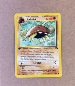 🪲 1999 1st Edition Kabuto Fossil Pokemon TCG 50/62 Common LP - Image 1