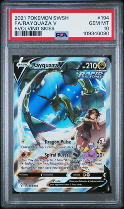 2021 POKEMON SWORD & SHIELD EVOLVING SKIES #194 FULL ART/RAYQUAZA V PSA 10 - Image 1