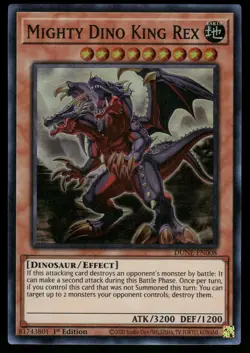 Yugioh! Mighty Dino King Rex DUNE-EN008 Super Rare - Image 1