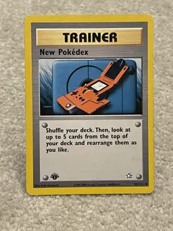 New Pokedex 1st First Edition Neo Genesis Set WOTC Pokemon Card 95/111 EXC - Image 1