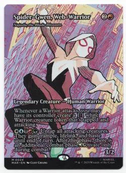 Spider-Gwen, Web-Warrior Najeela, the Blade-Blossom Borderless Spider-Man MTG - Image 1
