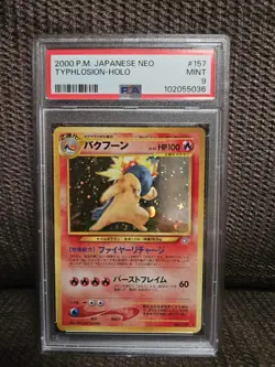 Pokemon Card JAPANESE Neo Genesis Typhlosion Holo No. 157 PSA 9 MINT - Image 1
